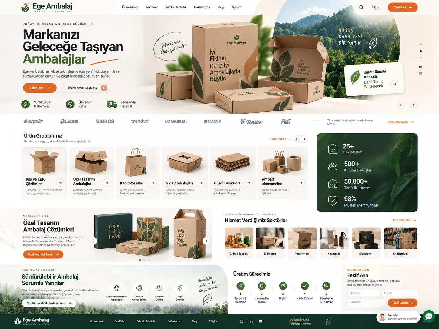Ambalaj sektörü için Kayseri web tasarım örneği — Ambalaj üreticisi kurumsal site | ACC Teknoloji