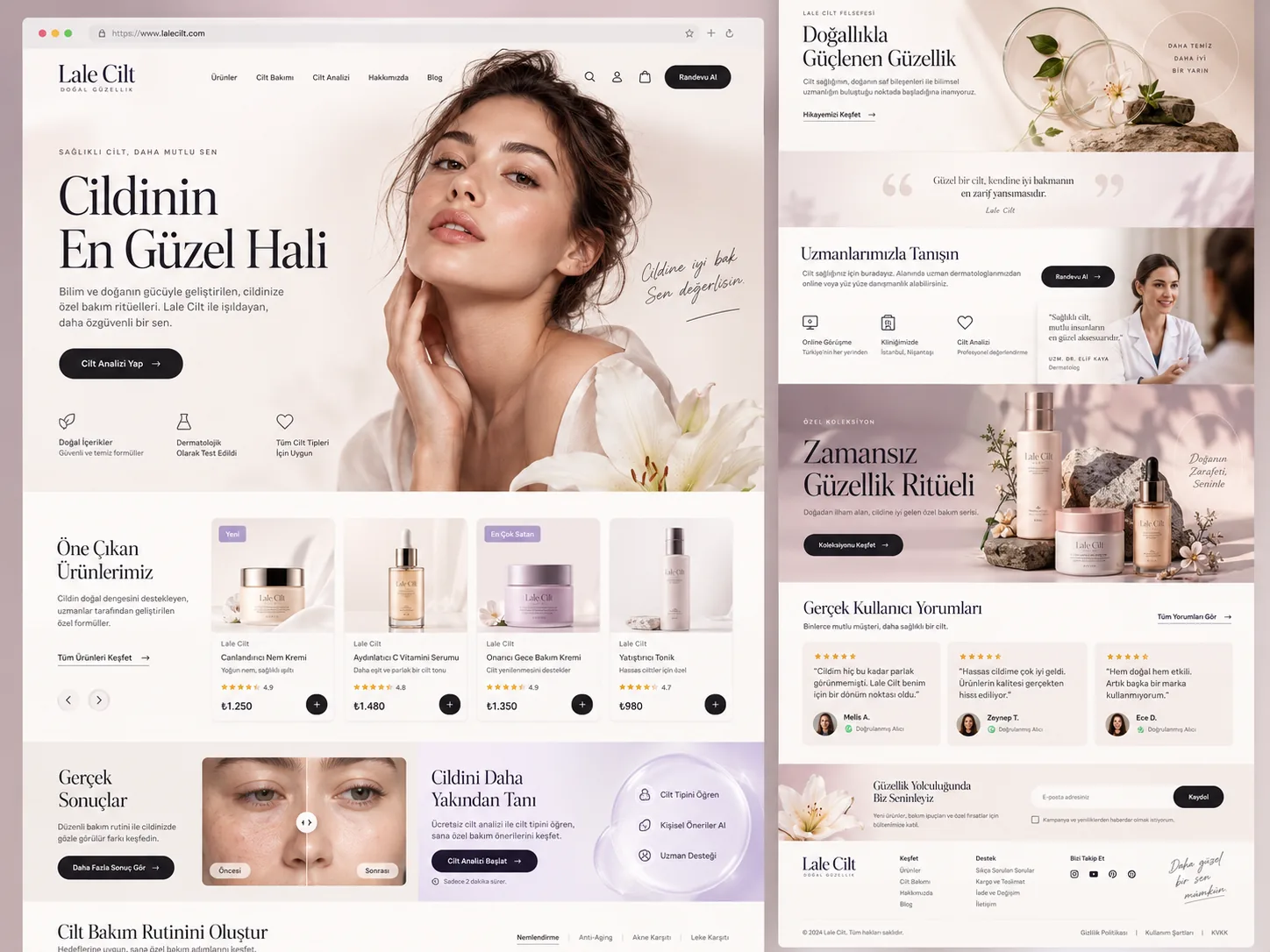 Cilt Bakım & Kozmetik sektörü için Kayseri web tasarım örneği — Kozmetik markası e-ticaret sitesi | ACC Teknoloji