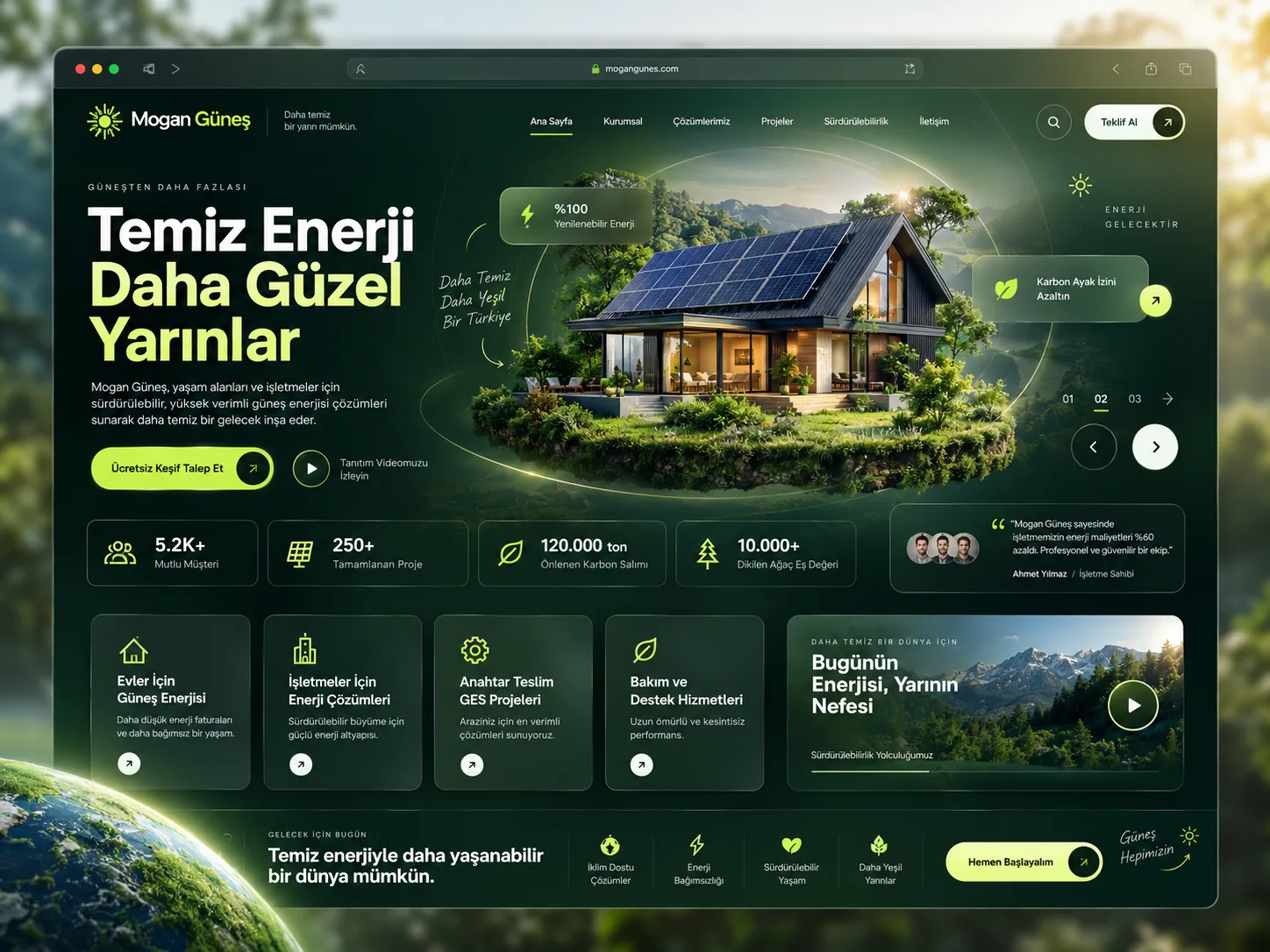 Güneş Enerjisi sektörü için Kayseri web tasarım örneği — Solar enerji firması web sitesi | ACC Teknoloji