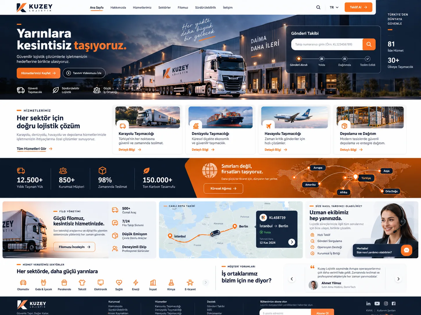 Lojistik sektörü için Kayseri web tasarım örneği — Lojistik & nakliye web tasarımı | ACC Teknoloji