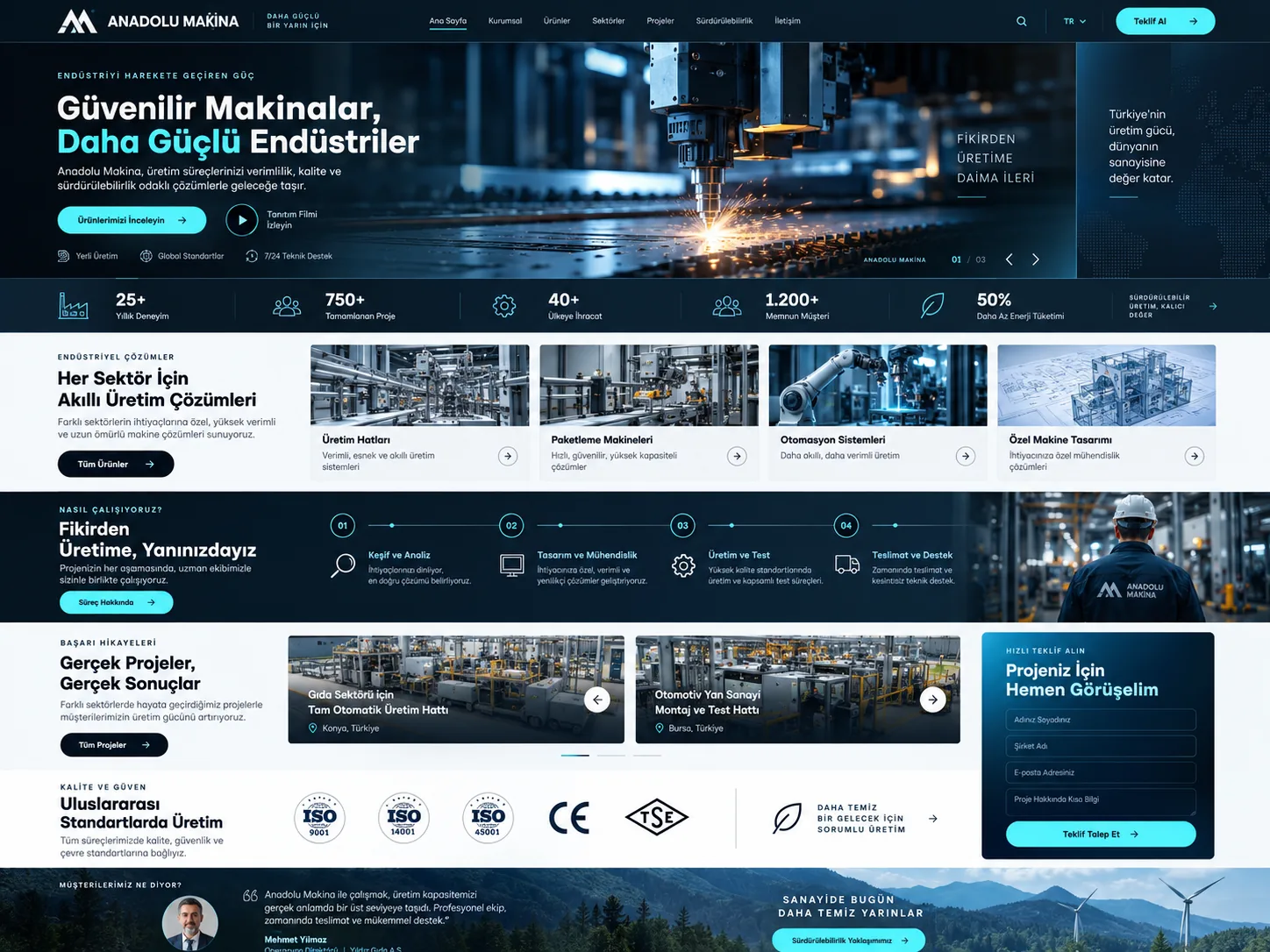 Makina & Sanayi sektörü için Kayseri web tasarım örneği — Sanayi makinaları kurumsal site | ACC Teknoloji