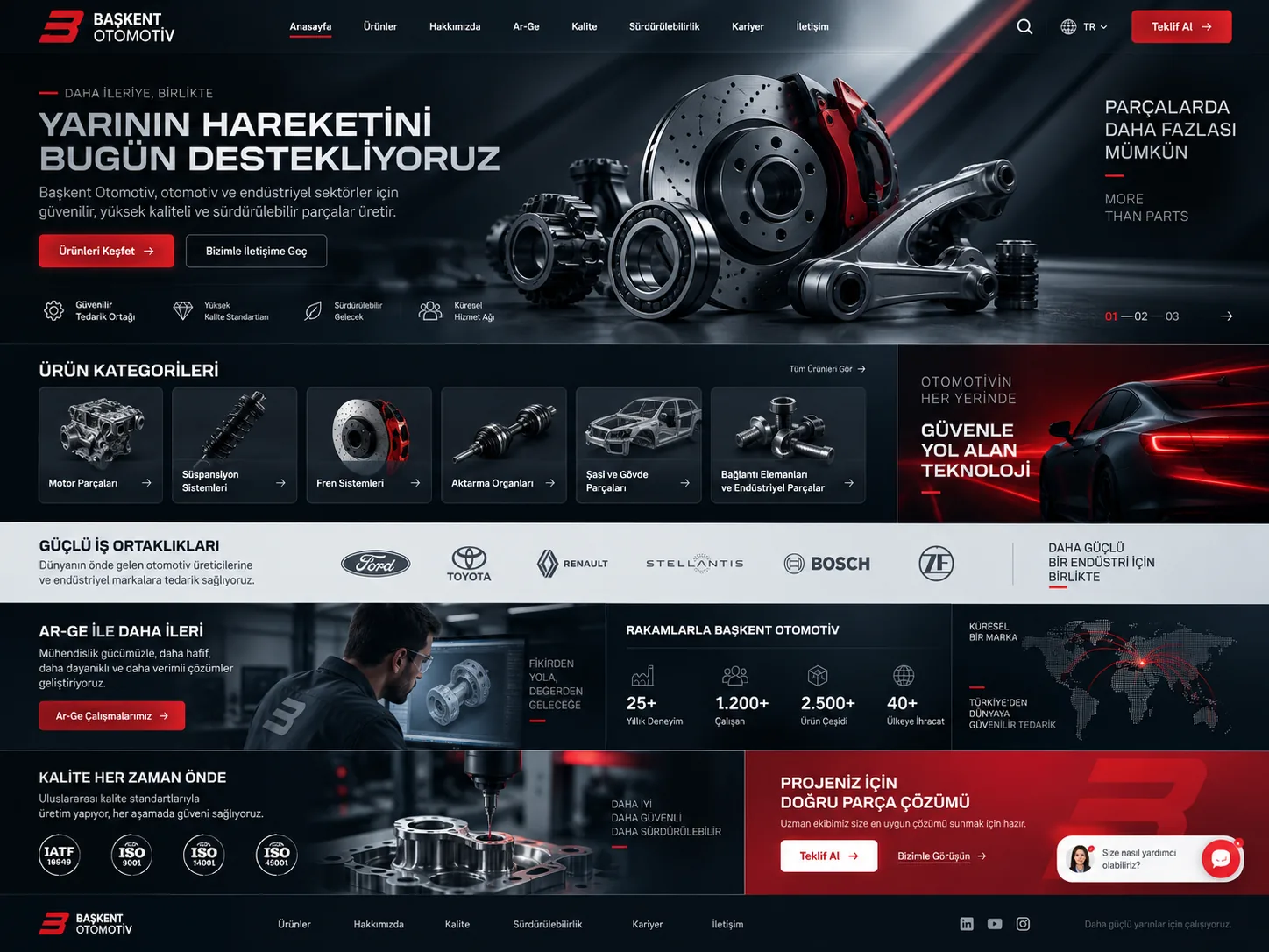 Otomotiv sektörü için Kayseri web tasarım örneği — Otomotiv bayi ve servis sitesi | ACC Teknoloji