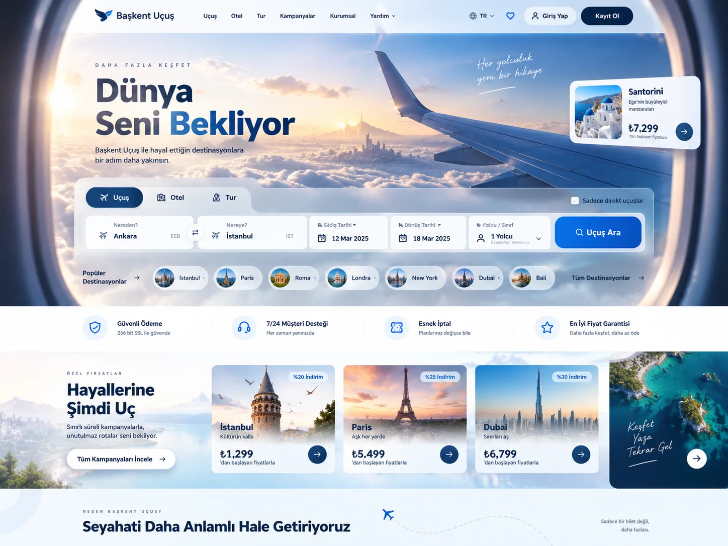 Seyahat & Bilet sektörü için Kayseri web tasarım örneği — Seyahat & uçak bileti platformu | ACC Teknoloji